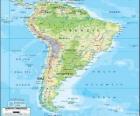 Карта Южной Америки. Континент также считается субконтинента Америк